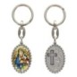 Porte-clés en aluminium de couleur argenté hauteur 3,8 cm, avec résine. Disponible avec plusieurs saints au choix.