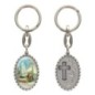 Porte-clés en aluminium de couleur argenté hauteur 3,8 cm, avec résine. Disponible avec plusieurs saints au choix.