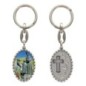 Porte-clés en aluminium de couleur argenté hauteur 3,8 cm, avec résine. Disponible avec plusieurs saints au choix.