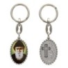 Porte-clés en aluminium de couleur argenté hauteur 3,8 cm, avec résine. Disponible avec plusieurs saints au choix.