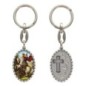 Porte-clés en aluminium de couleur argenté hauteur 3,8 cm, avec résine. Disponible avec plusieurs saints au choix.