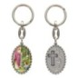 Porte-clés en aluminium de couleur argenté hauteur 3,8 cm, avec résine. Disponible avec plusieurs saints au choix.
