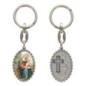 Porte-clés en aluminium de couleur argenté hauteur 3,8 cm, avec résine. Disponible avec plusieurs saints au choix.