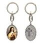 Porte-clés en aluminium de couleur argenté hauteur 3,8 cm, avec résine. Disponible avec plusieurs saints au choix.