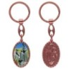 Porte-clés en aluminium de couleur cuivrée, hauteur 3,8 cm, avec résine. Disponible avec plusieurs saints au choix.