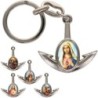 Porte-cles en metal en forme d ancre H. 4 cm avec une resine. Differents Saints