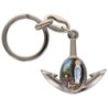 Porte-cles en metal en forme d ancre H. 4 cm avec une resine. Differents Saints