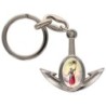 Porte-cles en metal en forme d ancre H. 4 cm avec une resine. Differents Saints