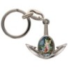 Porte-cles en metal en forme d ancre H. 4 cm avec une resine. Differents Saints
