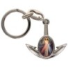 Porte-cles en metal en forme d ancre H. 4 cm avec une resine. Differents Saints