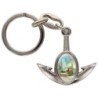 Porte-cles en metal en forme d ancre H. 4 cm avec une resine. Differents Saints