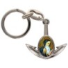 Porte-cles en metal en forme d ancre H. 4 cm avec une resine. Differents Saints