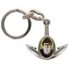 Porte-cles en metal en forme d ancre H. 4 cm avec une resine. Differents Saints
