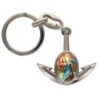 Porte-cles en metal en forme d ancre H. 4 cm avec une resine. Differents Saints
