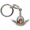 Porte-cles en metal en forme d ancre H. 4 cm avec une resine. Differents Saints
