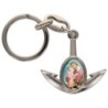 Porte-cles en metal en forme d ancre H. 4 cm avec une resine. Differents Saints