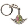 Porte-cles en metal en forme d ancre H. 4 cm avec une resine. Differents Saints