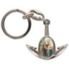Porte-cles en metal en forme d ancre H. 4 cm avec une resine. Differents Saints