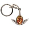 Porte-cles en metal en forme d ancre H. 4 cm avec une resine. Differents Saints