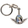Porte-cles en metal en forme d ancre H. 4 cm avec une resine. Differents Saints
