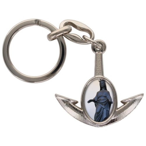 Porte-cles en metal en forme d ancre H. 4 cm avec une resine. Differents Saints