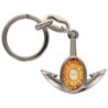 Porte-cles en metal en forme d ancre H. 4 cm avec une resine. Differents Saints