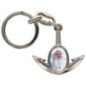 Porte-cles en metal en forme d ancre H. 4 cm avec une resine. Differents Saints