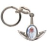 Porte-cles en metal en forme d ancre H. 4 cm avec une resine. Differents Saints