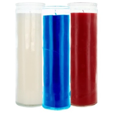 Bougie en verre 5 jours teintee dans la masse hauteur 20 cm, Ø 5.5 cm..