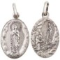Médaille vieil argent ovale H. 1.9 cm double face ND de Lourdes / Apparition.