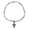 Bracelet sur elastique en pierre naturelle ou synthetique Ø 4 mm avec croix. Plusieurs modeles..