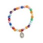 Bracelet sur élastique pour enfant, avec grains multicolores et strass, Ø 5 mm avec médaille V Miraculeuse.