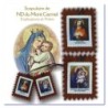 Scapulaire de ND du Mont Carmel en tissus avec explication H. 5 x 4,5 cm avec cordon marron. Livre en sachet individuel..