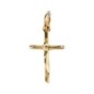 Croix de cou en plaqué or avec Christ – H. 2,5 cm. Livrée en boîte..