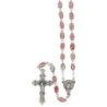 Chapelet grains ovales en bois, Ø 8 mm, chaine couleur argentee, longueur au cœur 36 cm, croix avec Christ.