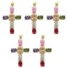 Croix de cou couleur dorée avec strass couleurs assorties H. 3,5 cm. LOT DE 5.