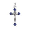 Croix de cou baroque en métal couleur argentée émaillé avec Christ H. 2,5 cm.