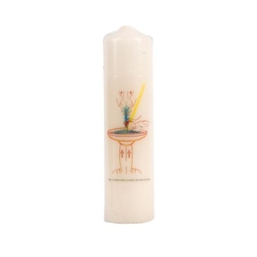 Bougie ivoire pour le sacrement du bapteme  Ø 5 cm H. 20 cm..