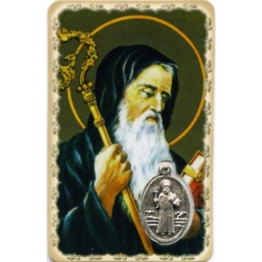 Carte médaille en métal avec prière, plastifiée – 8,5 x 5,4 cm. plusieurs saints.