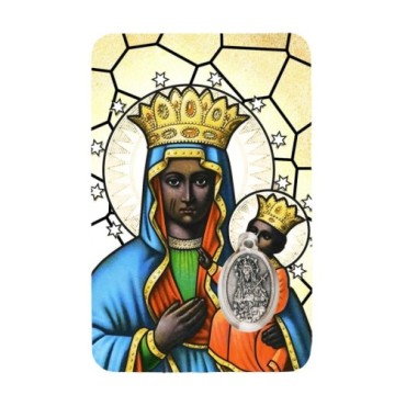 Carte médaille en métal avec prière, plastifiée – 8,5 x 5,4 cm. plusieurs saints.
