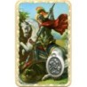 Carte médaille en métal avec prière, plastifiée – 8,5 x 5,4 cm. plusieurs saints.
