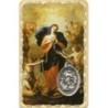 Carte médaille en métal avec prière, plastifiée – 8,5 x 5,4 cm. plusieurs saints.