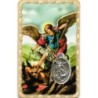 Carte médaille en métal avec prière, plastifiée – 8,5 x 5,4 cm. plusieurs saints.