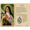 Carte médaille en métal avec prière, plastifiée – 8,5 x 5,4 cm. plusieurs saints.