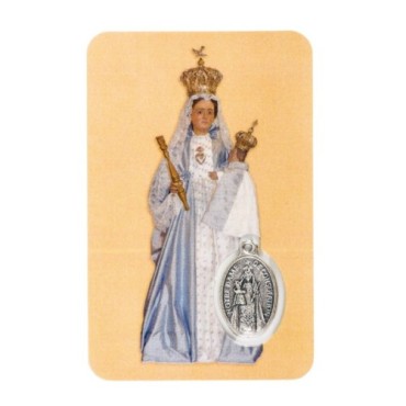 Carte médaille en métal avec prière, plastifiée – 8,5 x 5,4 cm. plusieurs saints.