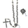 Chapelet métal de l'EX VOTO, grains Ø 8 mm sur corde, longueur jusqu'au cœur 27 cm, croix avec Christ. Livré en boite..