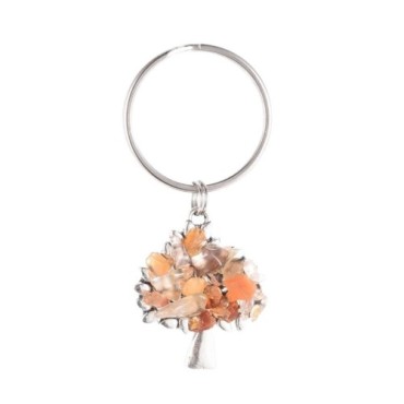 Porte-clés Ø 2,8 cm arbre de vie avec éclats différentes pierres