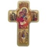 Croix icone en bois avec surimpression en relief dorée/argentée 12x18 cm, plusieurs saints