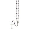 Chapelet sur chaine avec grains a facettes en semi-cristal Ø 7 mm et croix avec Christ. Existe de differentes couleurs.