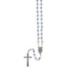 Chapelet sur chaine avec grains a facettes en semi-cristal Ø 7 mm et croix avec Christ. Existe de differentes couleurs.